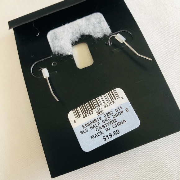 𝅺NEW INC half circle silver tone drop earrings - Picture 2 of 2